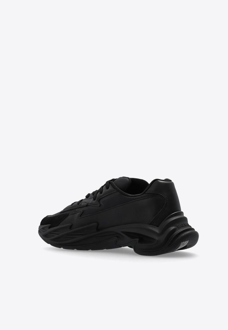 Balmain Run-Row Leather Sneakers Black CN1VI730 LLSN-0PA