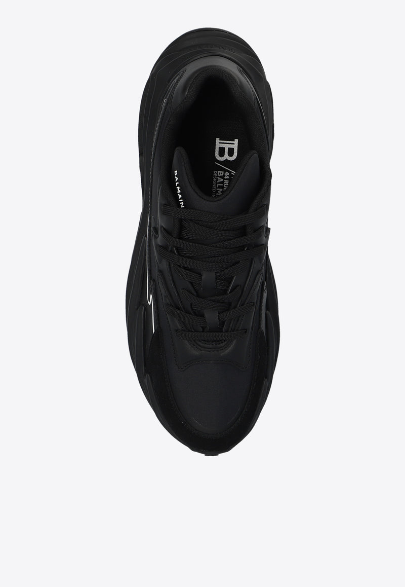 Balmain Run-Row Leather Sneakers Black CN1VI730 LLSN-0PA