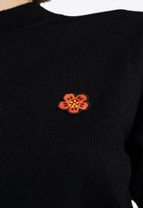 Kenzo Boke Flower Cropped Knit T-shirt Black FE52PU383 3LB-99J