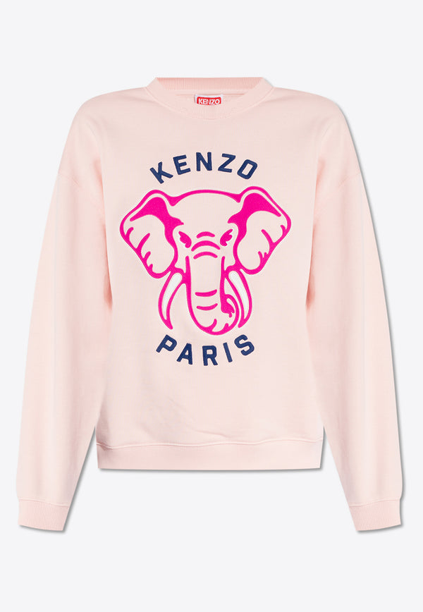 Kenzo Elephant Embroidered Crewneck Sweatshirt Pink FE52SW136 4MF-34