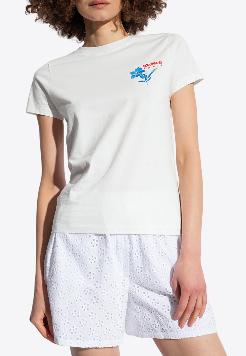 Kenzo Drawn Flower Print T-shirt White FE52TS104 4SO-02