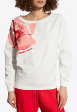 Kenzo Rose Print Oversized Sweatshirt White FE52SW116 4MF-02