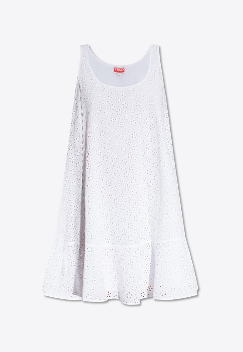 Kenzo Boke Broderie Anglaise Sleeveless Mini Dress White FE52RO259 9K1-02