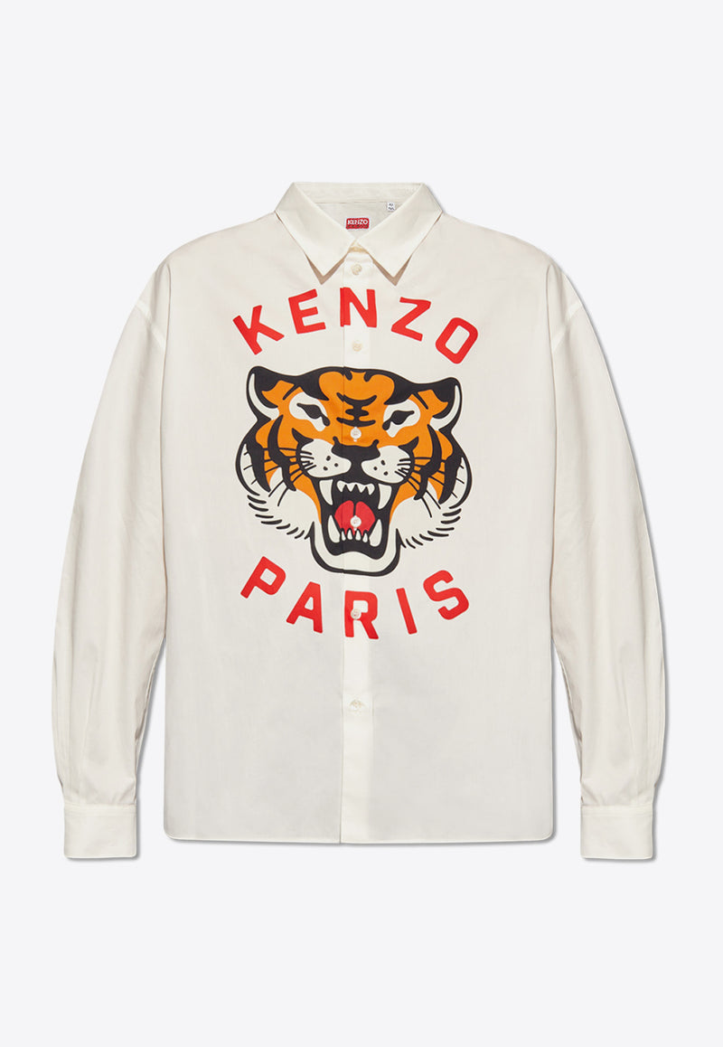 Kenzo Lucky Tiger Long-Sleeved Shirt White FE55CH420 9P7-01