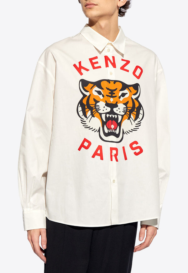 Kenzo Lucky Tiger Long-Sleeved Shirt White FE55CH420 9P7-01