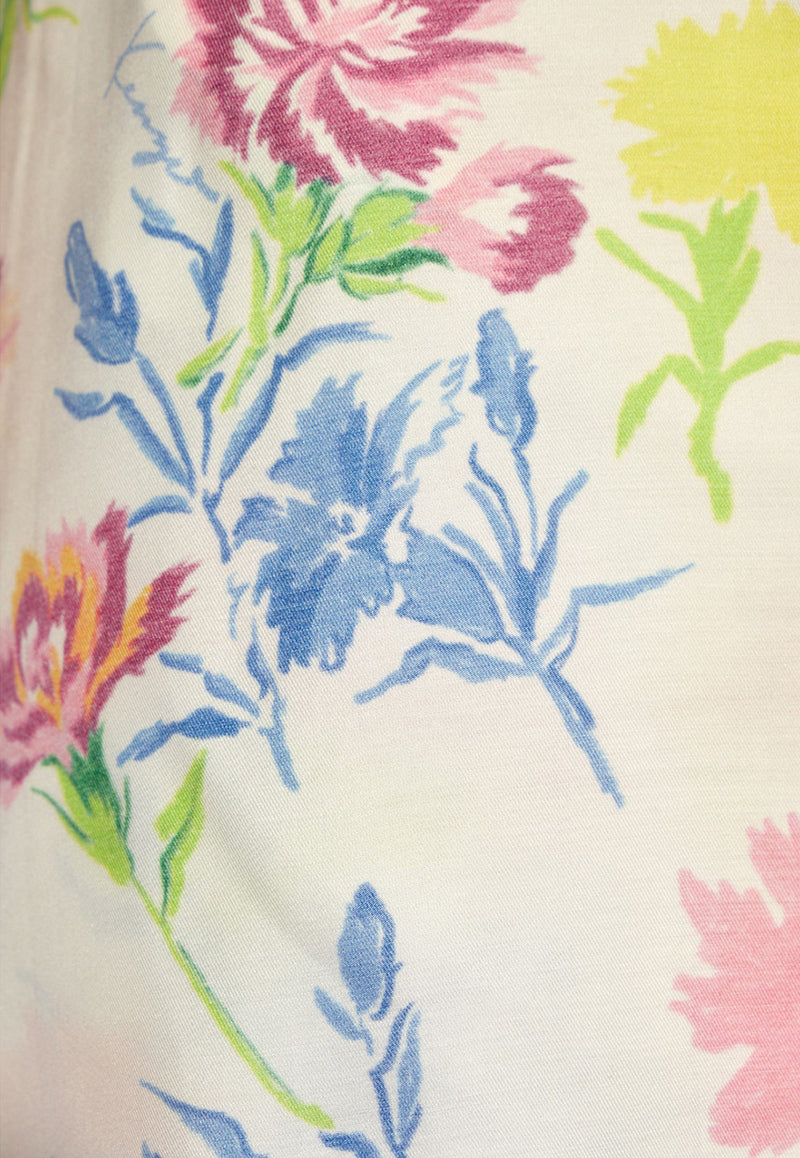 Kenzo Drawn Flowers Midi Skirt Multicolor FE52JU183 9O8-02