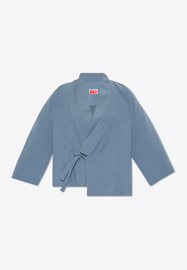 Kenzo Short Kimono Tie-Up Jacket Blue FE52VE253 9FD-67