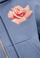 Kenzo Rose Print Zip-Up Hoodie Blue FE52SW133 4MI-67