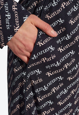 Kenzo Verdy Logo Print Pajama Pants Navy FE52PA084 9S3-77