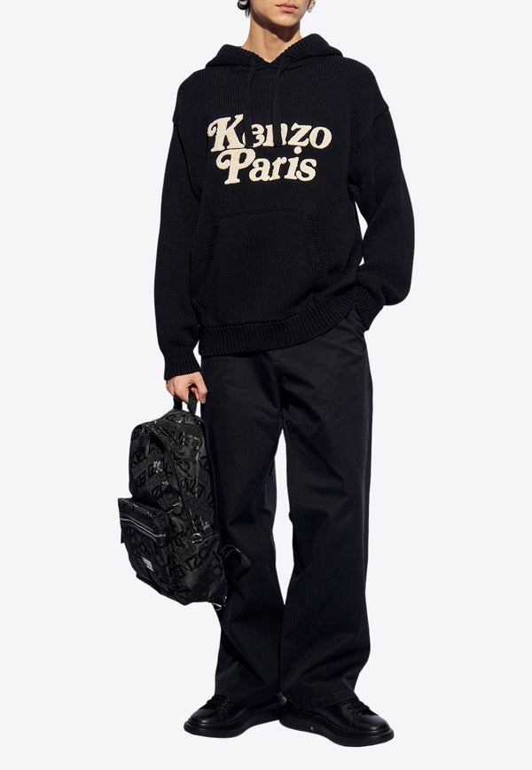 Kenzo Verdy Logo Print Hooded Sweater Black FE58PU011 3BE-99J