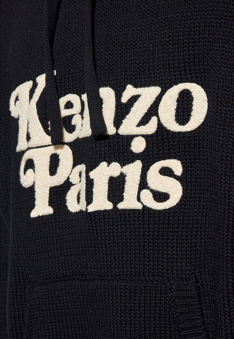Kenzo Verdy Logo Print Hooded Sweater Black FE58PU011 3BE-99J