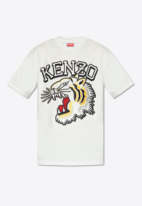 Kenzo Tiger Varsity Embroidered T-shirt White FE55TS187 4SG-02