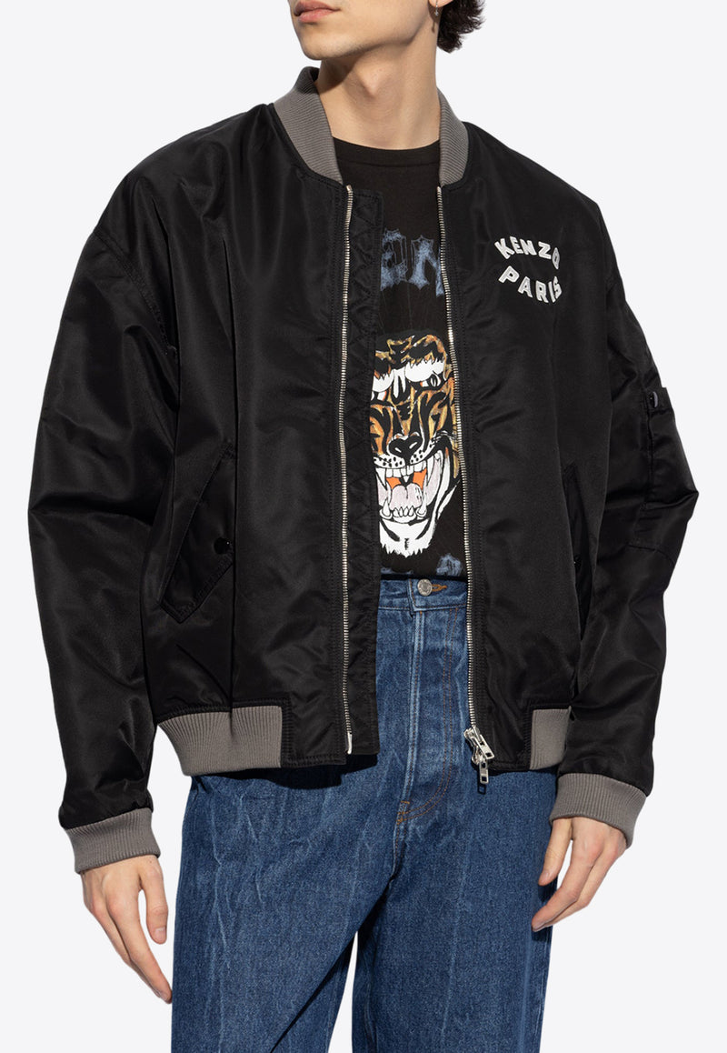 Kenzo Year of The Dragon Embroidered Bomber Jacket Black FE55BL127 9OC-99