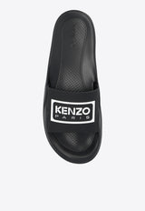 Kenzo Logo Rubber Pool Slides Black FE55MU110 P50-99