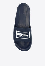 Kenzo Logo Rubber Pool Slides Navy FE55MU110 P50-77