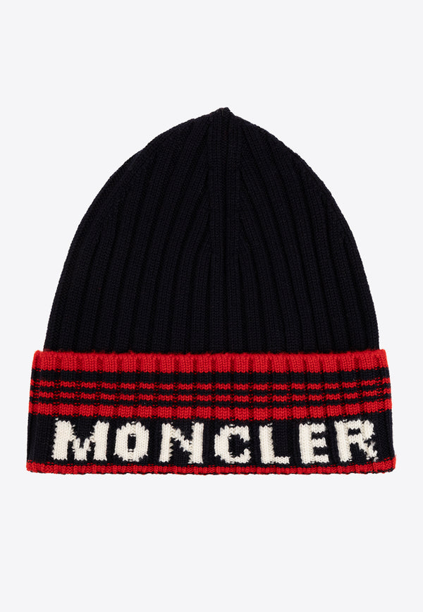 Moncler Logo Embroidered Wool Beanie Black I20913B00050 M1131-742