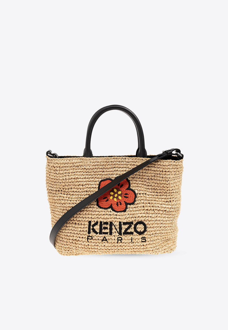 Kenzo Small Boke Flower Raffia Tote Bag Beige FE52SA560 F02-99