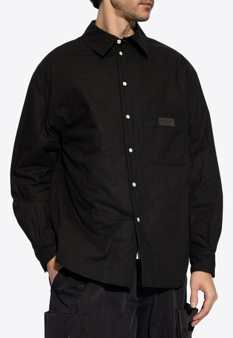 Kenzo Logo Patch Padded Shirt Jacket Black FE58CH525 9LH-99