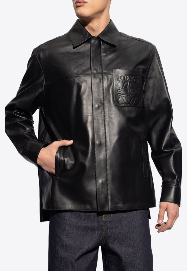 Loewe Embossed Anagram Leather Jacket Black H526Y34L13 0-BLACK