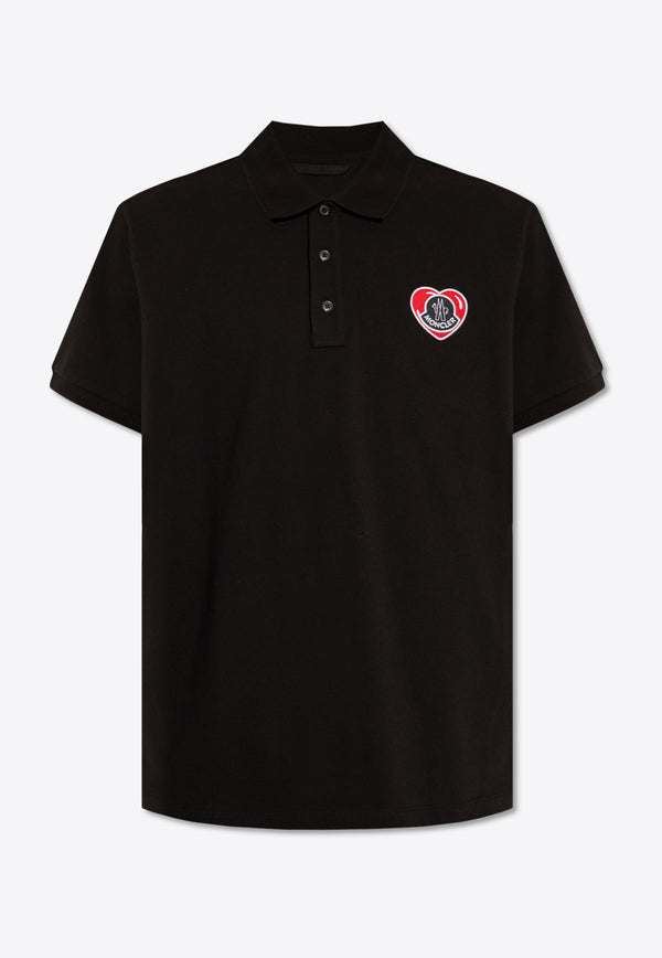 Moncler Heart Logo Patch Polo T-shirt Black J10918A00012 84556-999