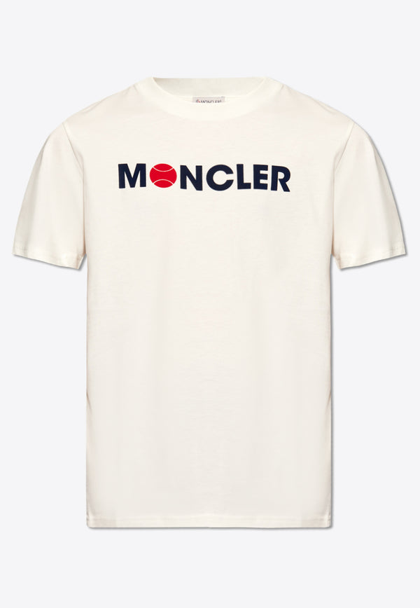 Moncler Logo Print Crewneck T-shirt Cream J10918C00008 829HP-034