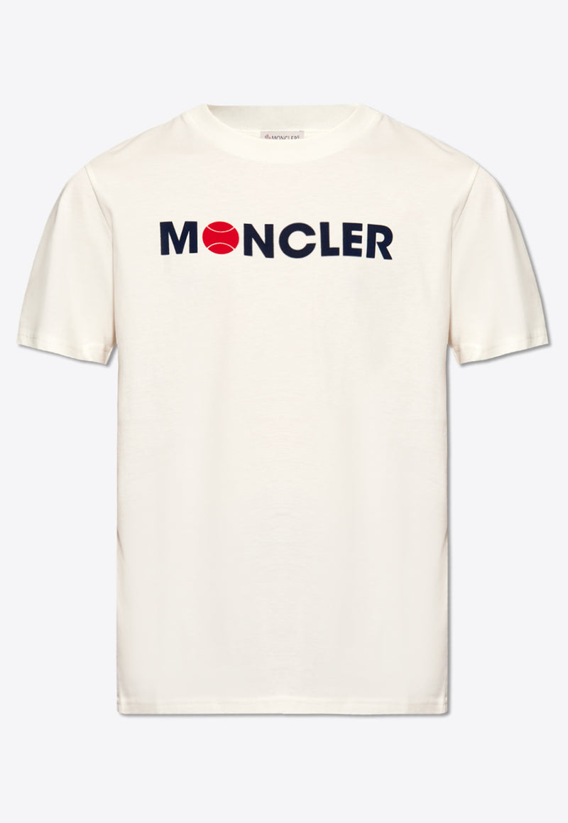 Moncler Logo Print Crewneck T-shirt Cream J10918C00008 829HP-034