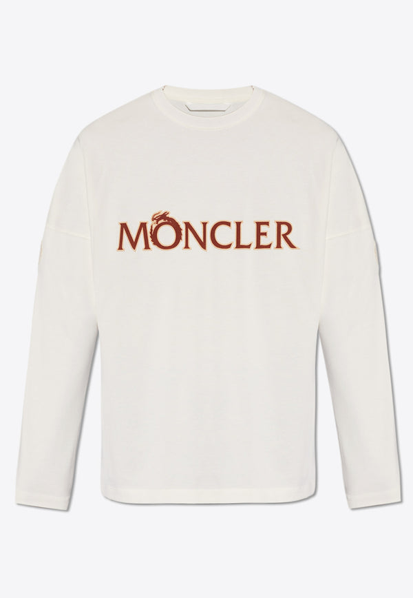 Moncler Flocked Logo Crewneck Sweatshirt Cream J10918D00010 83927-034