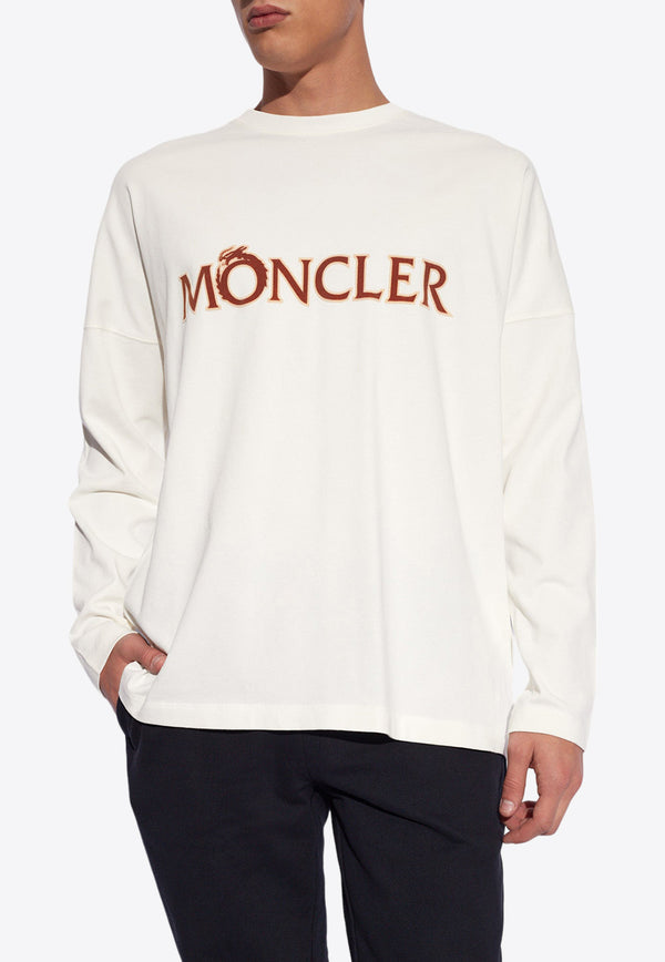 Moncler Flocked Logo Crewneck Sweatshirt Cream J10918D00010 83927-034