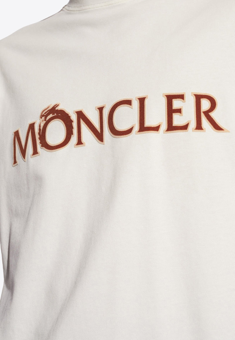 Moncler Flocked Logo Crewneck Sweatshirt Cream J10918D00010 83927-034