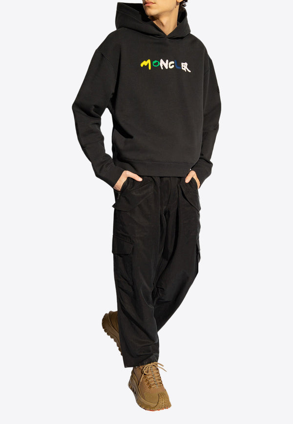 Moncler Embroidered Logo Hooded Sweatshirt Black J10918G00020 899V4-998