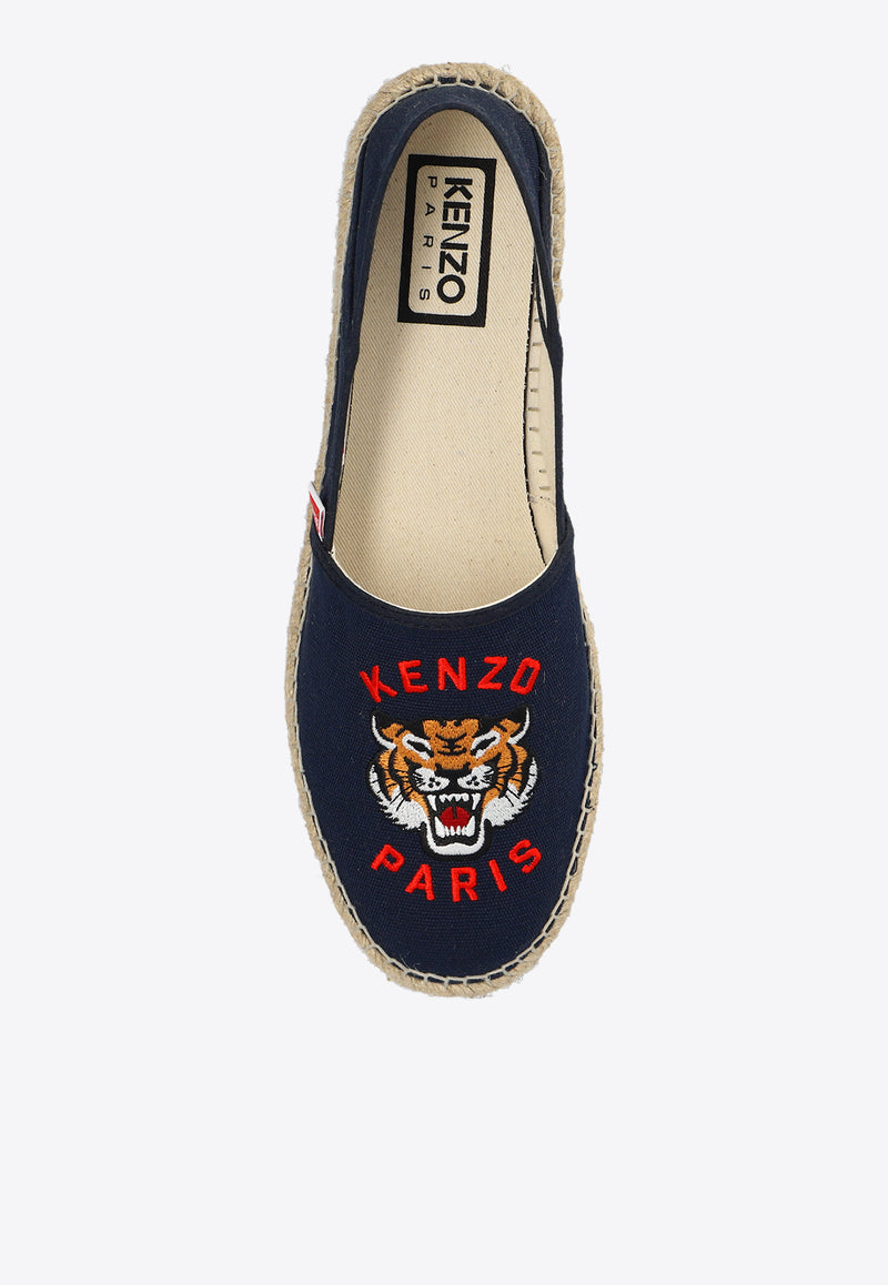 Kenzo Signature Tiger Embroidered Espadrilles Navy FE55ES020 F81-77