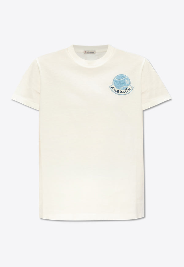 Moncler Tennis Logo Crewneck T-shirt White J10938C00005 829HP-033