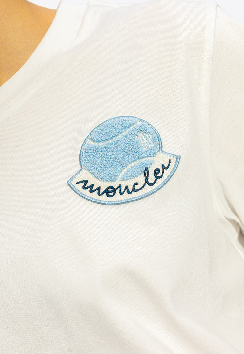 Moncler Tennis Logo Crewneck T-shirt White J10938C00005 829HP-033