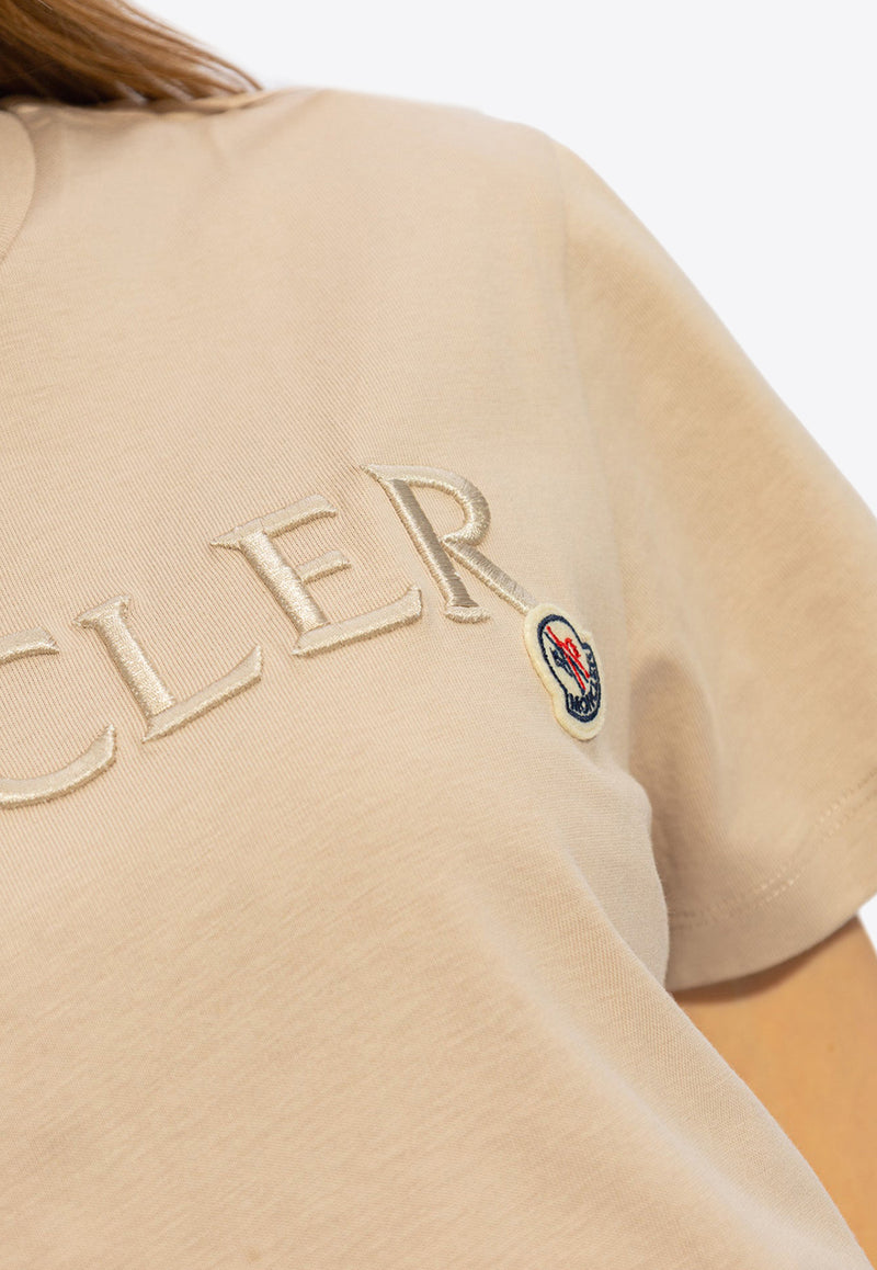 Moncler Embroidered Logo T-shirt Beige J10938C00006 829HP-20J