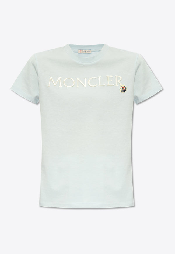 Moncler Embroidered Logo T-shirt Light Blue J10938C00006 829HP-70S