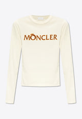 Moncler Flocked Logo Long-Sleeved T-shirt Cream J10938D00003 M3926-034