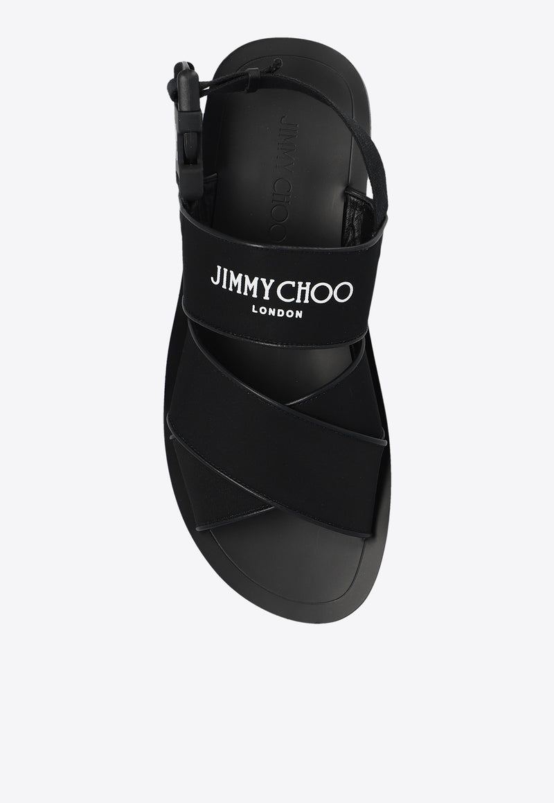Jimmy Choo Jude Logo Print Sandals Black JUDE SANDAL M JCK-BLACK