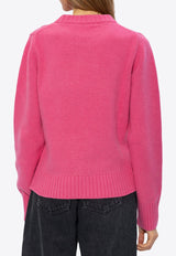 GANNI Intarsia Knit Mock-Neck Sweater Pink K2089 2562-072
