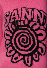 GANNI Intarsia Knit Mock-Neck Sweater Pink K2089 2562-072