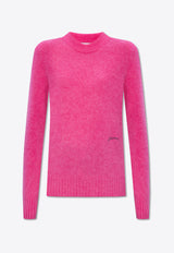 GANNI Logo Embroidered Alpaca Blend Sweater Pink K2126 2592-072