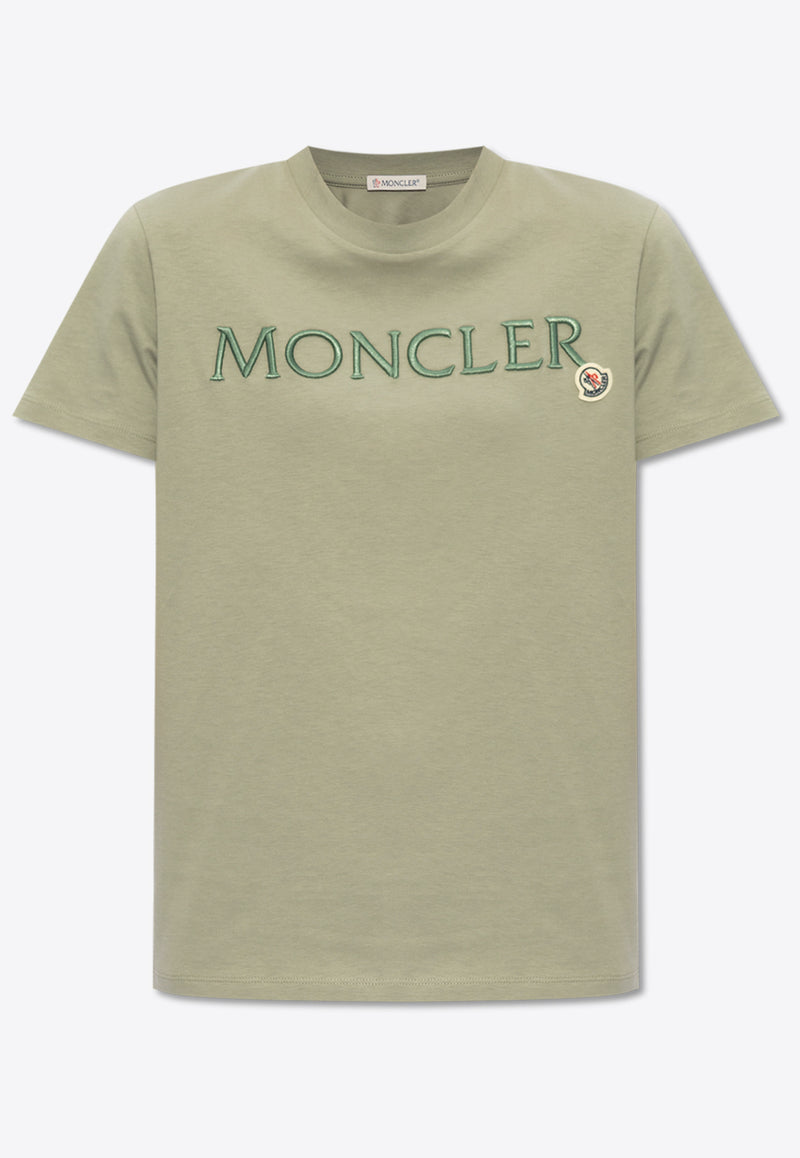 Moncler Logo Embroidered Crewneck T-shirt Green J10938C00006 829HP-92G