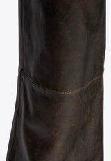Loewe Flared Leather Pants Brown S359Y54L45 0-DARK BROWN