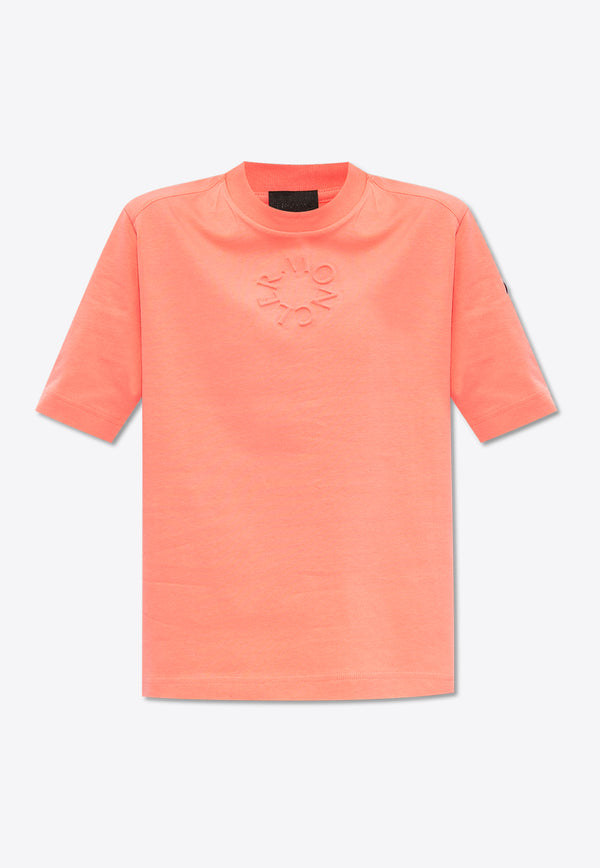 Moncler Logo Embossed Crewneck T-shirt Pink J10938C00002 89A17-416