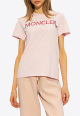 Moncler Logo Embroidered Crewneck T-shirt Pink J10938C00006 829HP-50B
