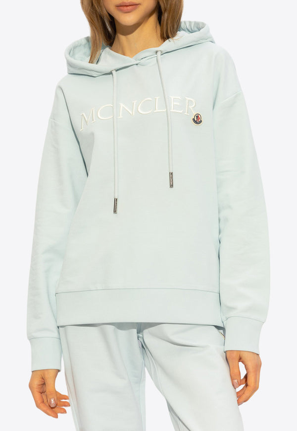 Moncler Logo Embroidered Hoodie Light Blue J10938G00016 89A1K-70S