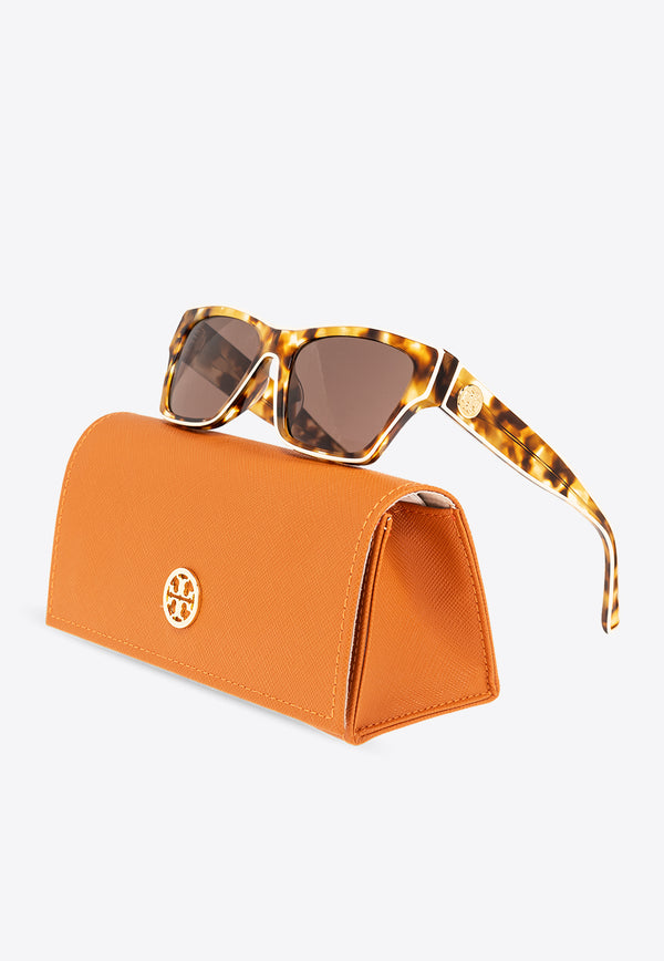 Tory Burch Outlined Rectangular Sunglasses Brown 0TY7207U 0-199873