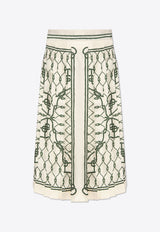 Tory Burch Patterned Silk Midi Skirt Cream 157445 0-300