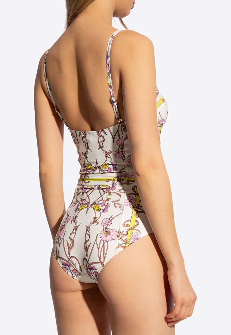 Tory Burch Floral Print One-Piece Swimsuit Multicolor 158923 0-307