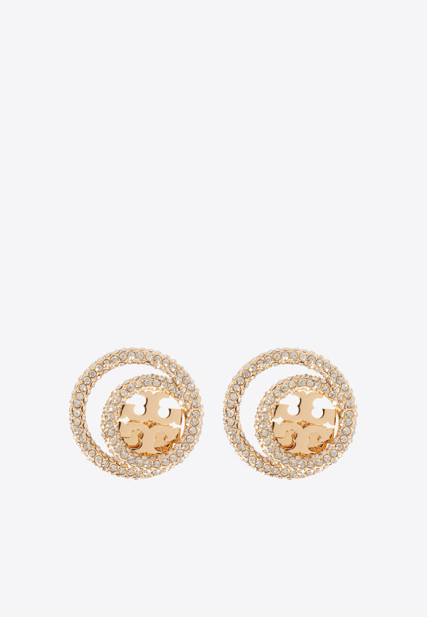 Tory Burch Miller Crystal Embellished Stud Earrings Gold 157231 0-783
