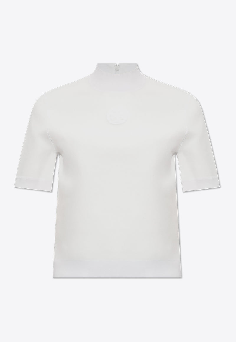 Tory Burch Mock-Neck Logo T-shirt White 157562 0-105